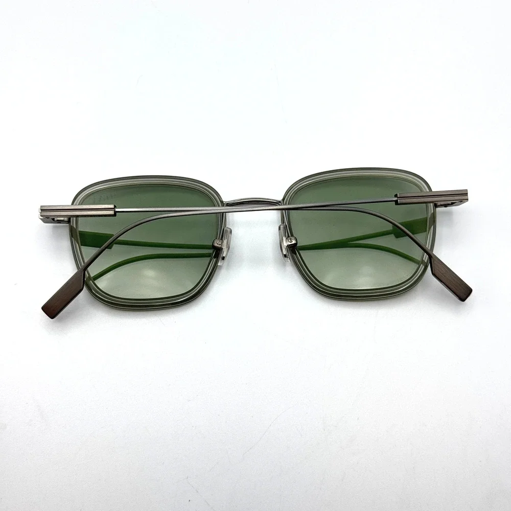 Ermenegildo Zegna Sunglasses EZ0277 20N Gray Geometric Frame Green Lens 47mm